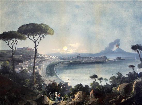 Luigi Roberto (Italian, 1845-1910) Napoli da Posillipo and Vico Neve, Mercator, N.1... 17 x 23.5in.